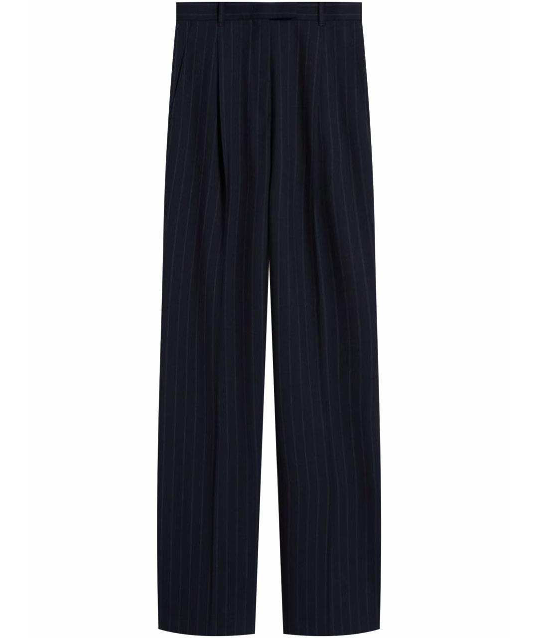 MAX MARA STUDIO Темно-синие шерстяные прямые брюки, фото 1