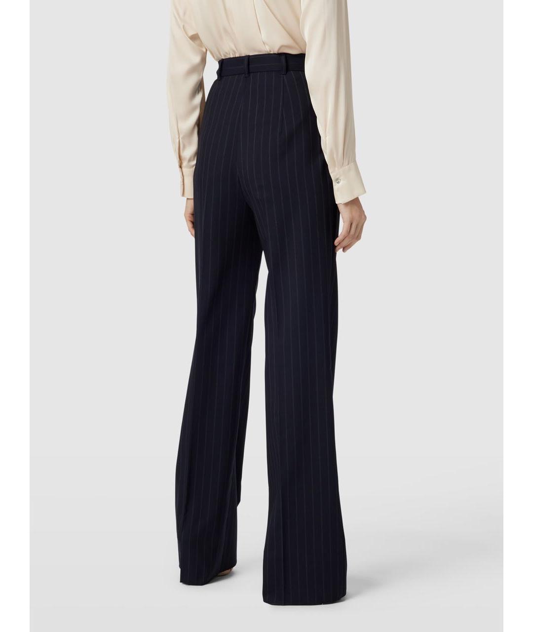 MAX MARA STUDIO Темно-синие шерстяные прямые брюки, фото 3
