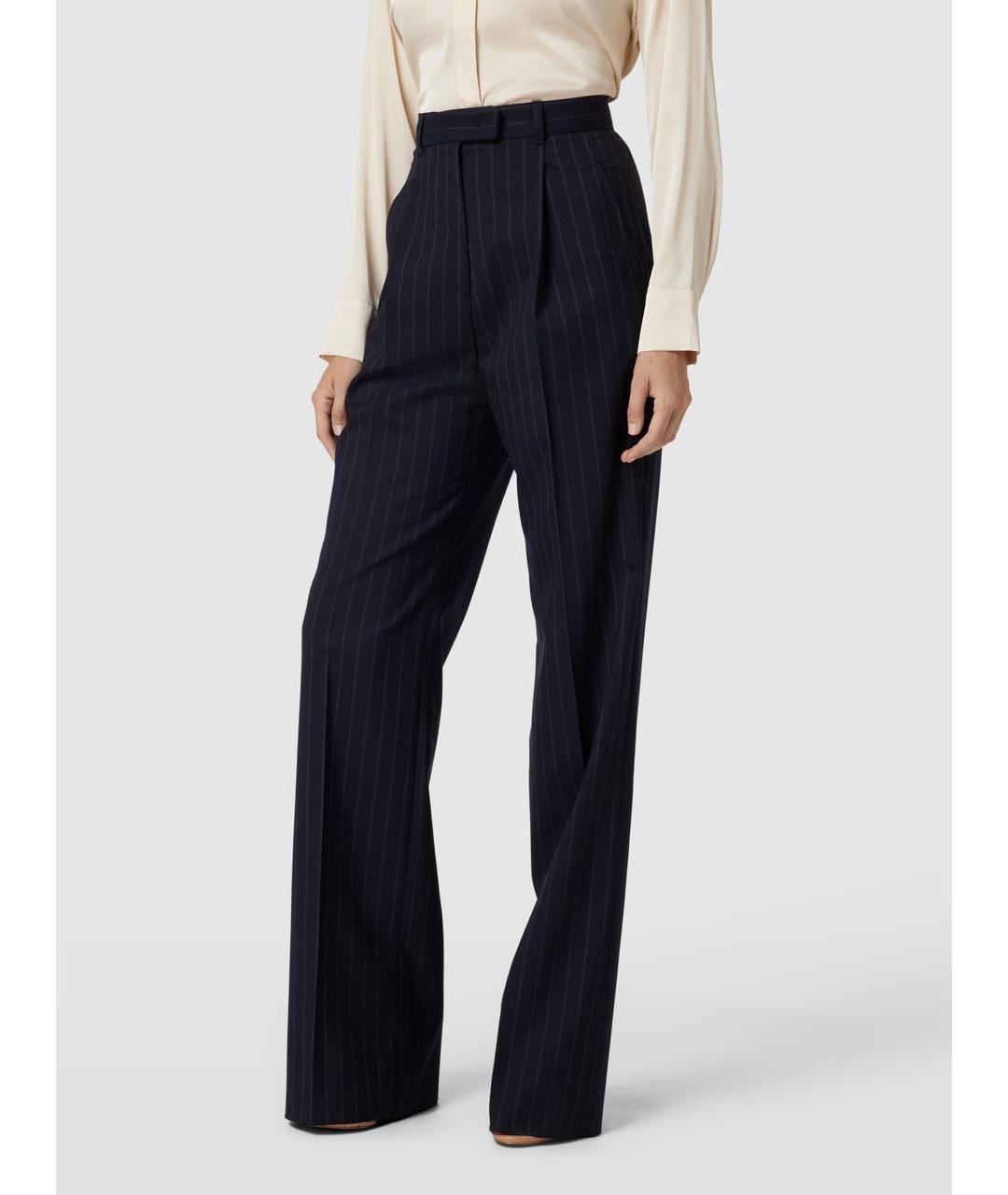 MAX MARA STUDIO Темно-синие шерстяные прямые брюки, фото 2