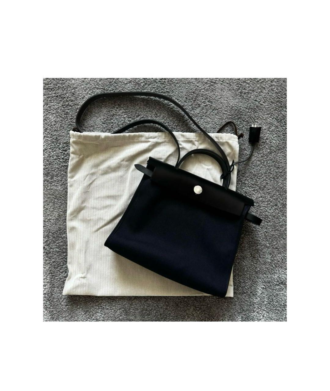 HERMES Темно-синяя тканевая сумка через плечо, фото 2