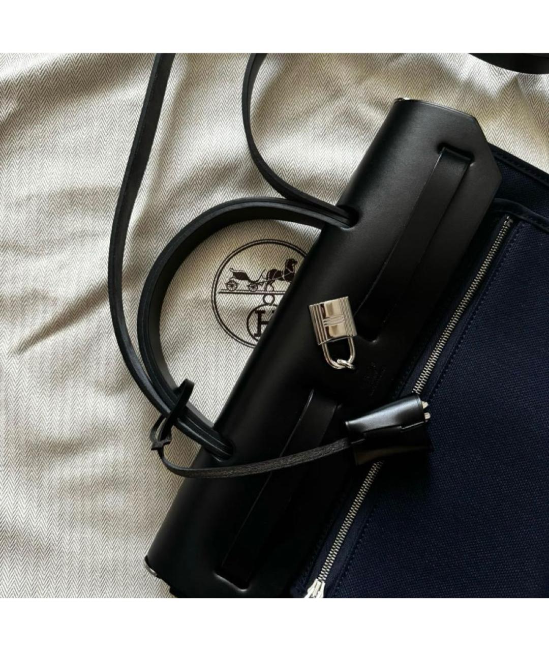 HERMES Темно-синяя тканевая сумка через плечо, фото 3