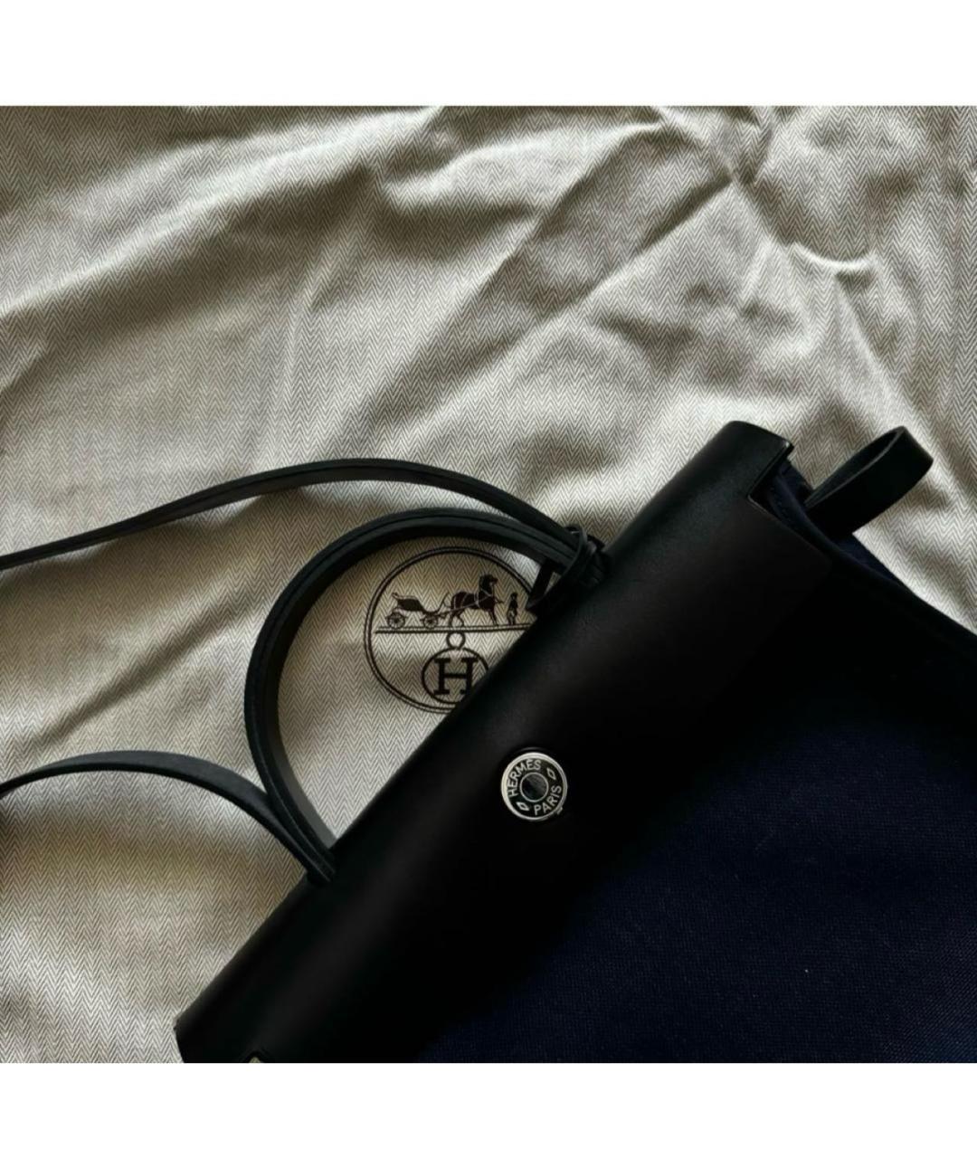 HERMES Темно-синяя тканевая сумка через плечо, фото 4