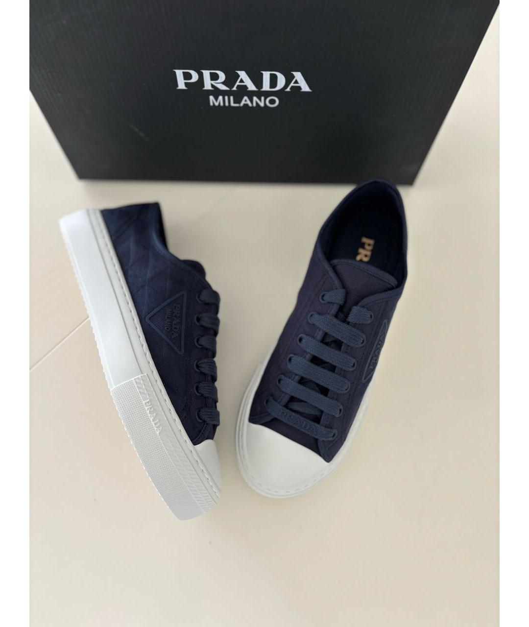 PRADA Темно-синие текстильные кеды, фото 8