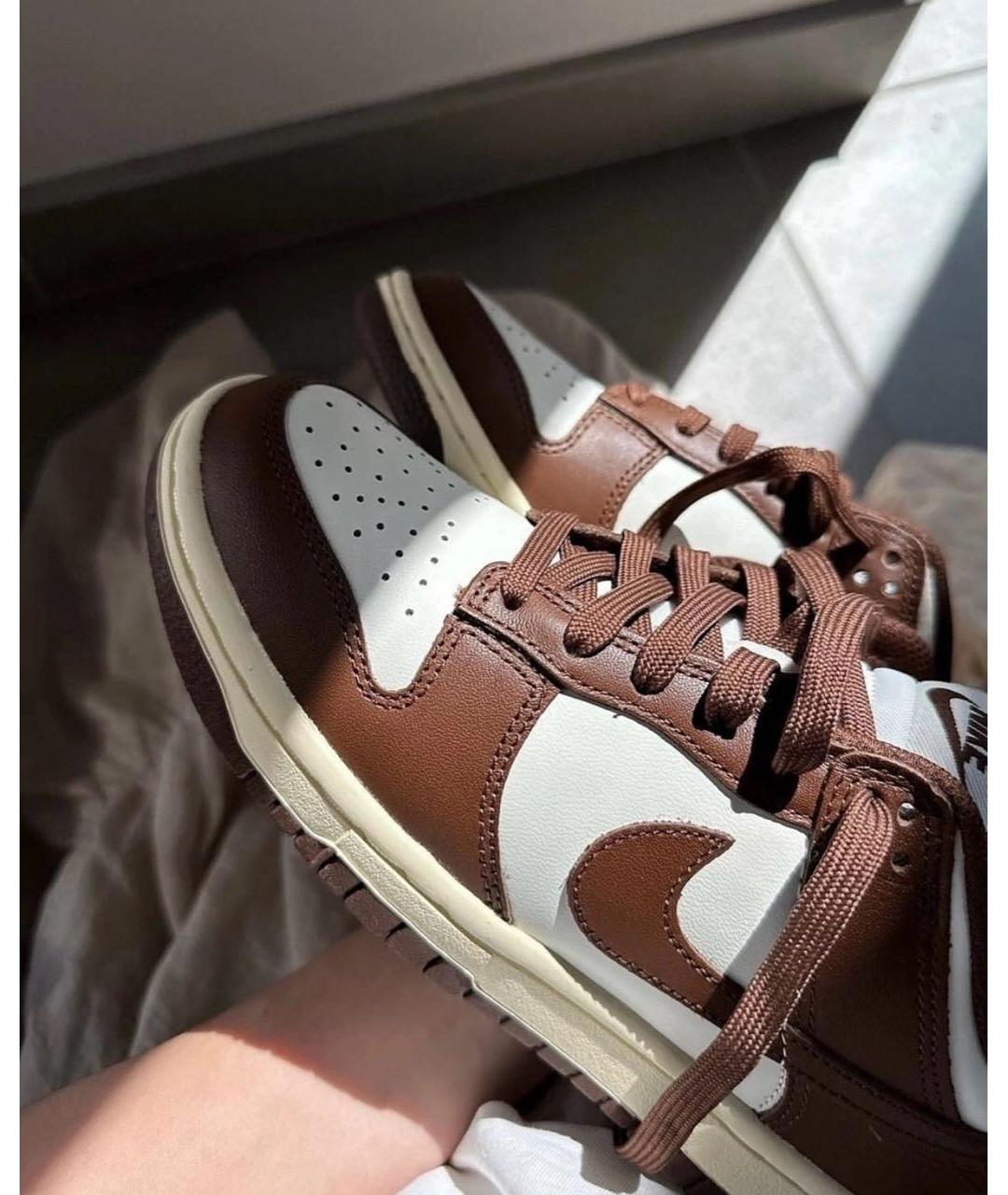 NIKE Коричневые кожаные низкие кроссовки / кеды, фото 6