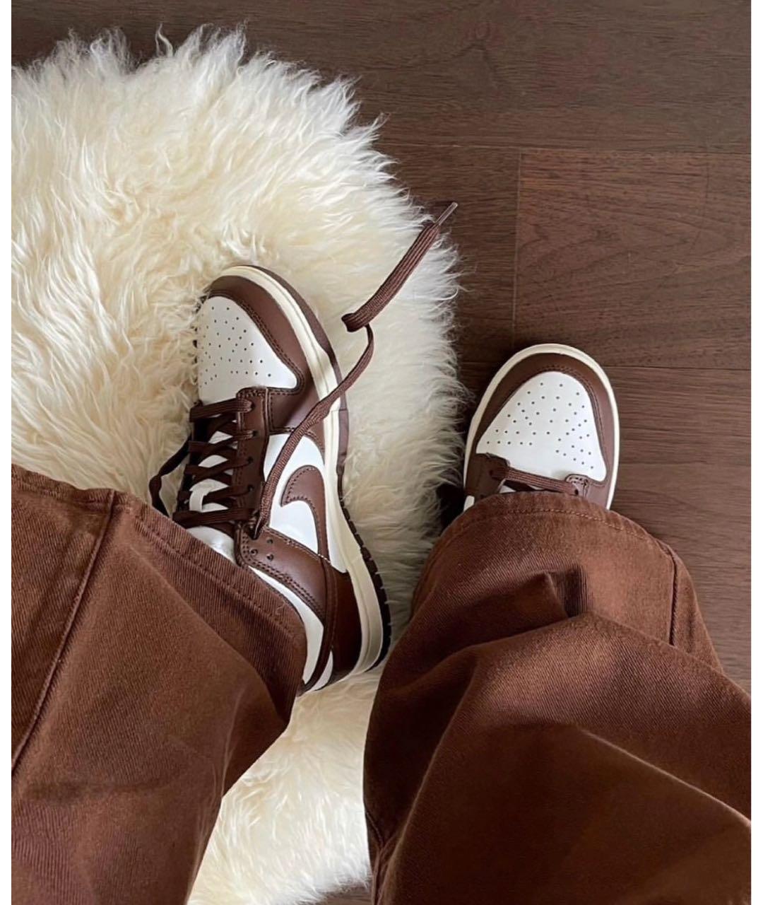 NIKE Коричневые кожаные низкие кроссовки / кеды, фото 5