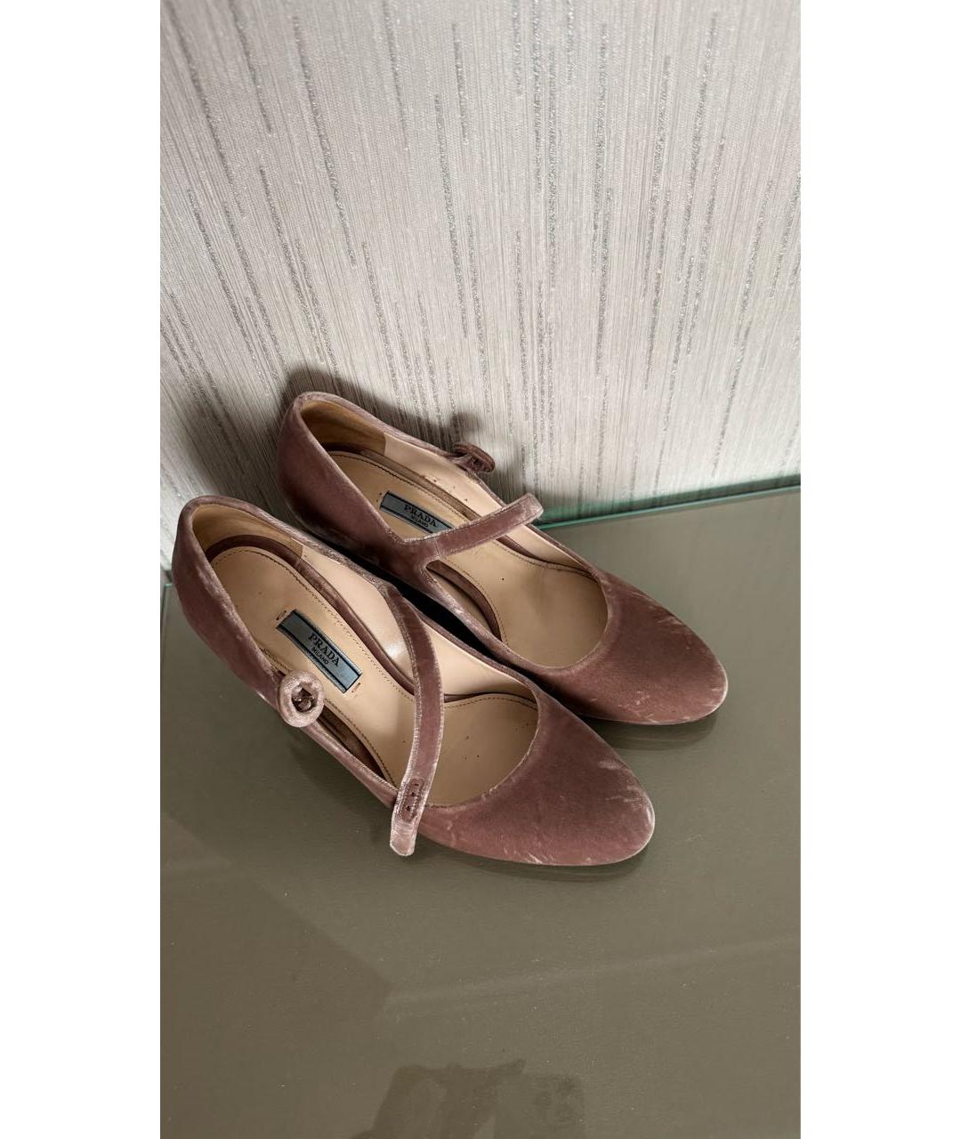 PRADA Розовые бархатные туфли, фото 3