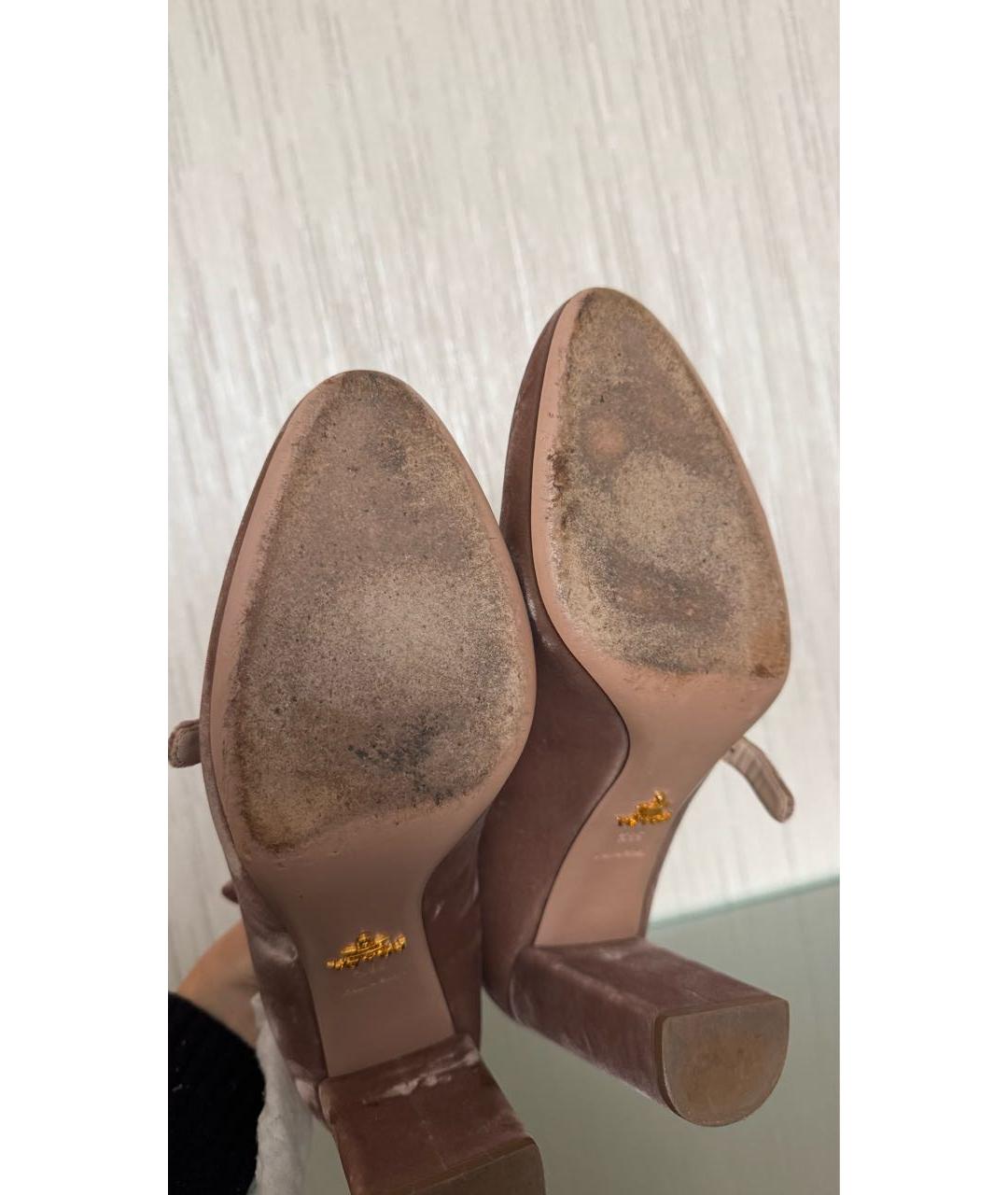 PRADA Розовые бархатные туфли, фото 6