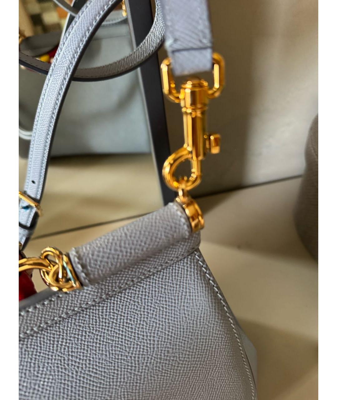 DOLCE&GABBANA Голубая кожаная сумка с короткими ручками, фото 3