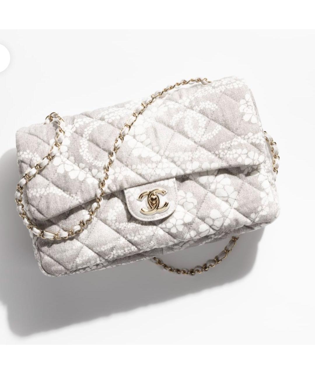 CHANEL Серая тканевая сумка через плечо, фото 3