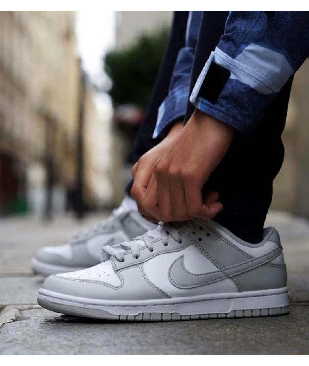 NIKE Серые кожаные низкие кроссовки / кеды, фото 3