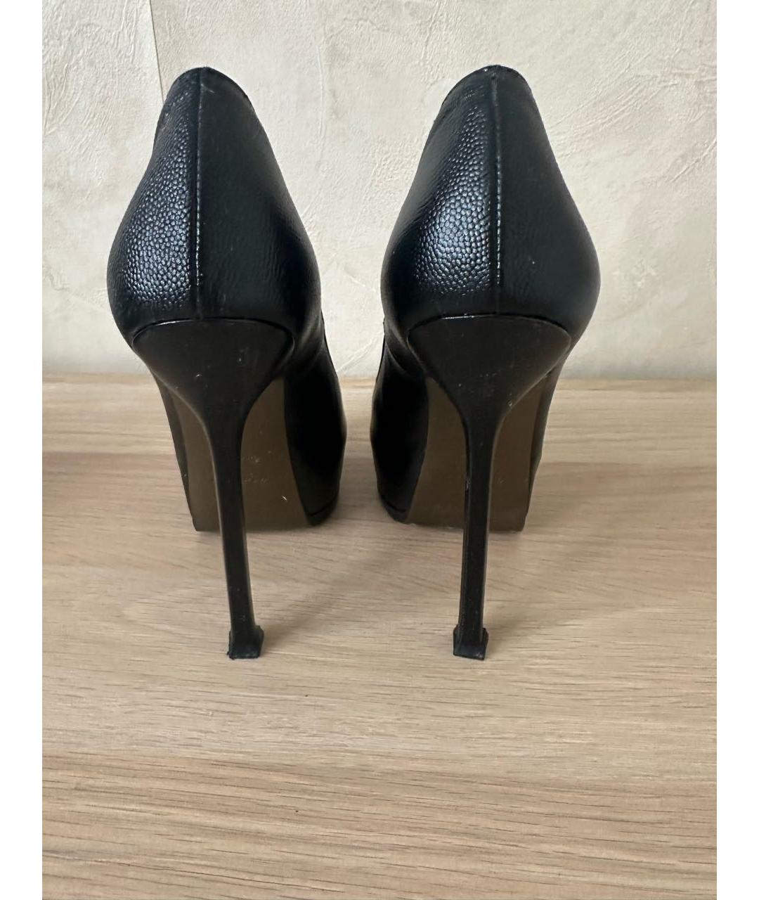 SAINT LAURENT Черные кожаные туфли, фото 4