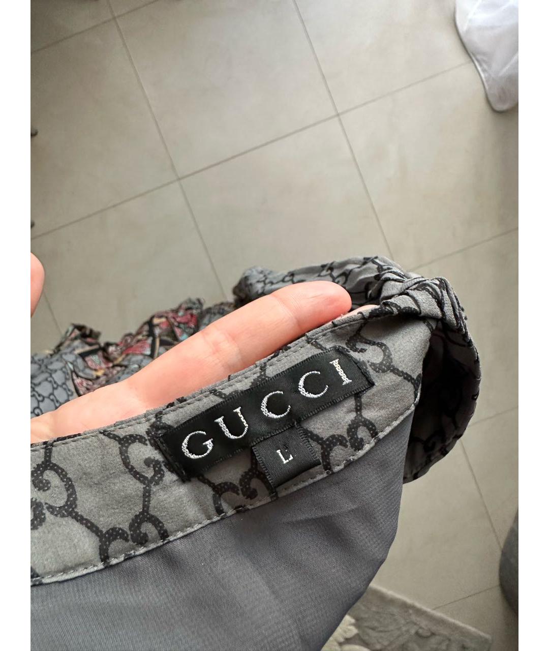 GUCCI Серое шелковое повседневное платье, фото 3