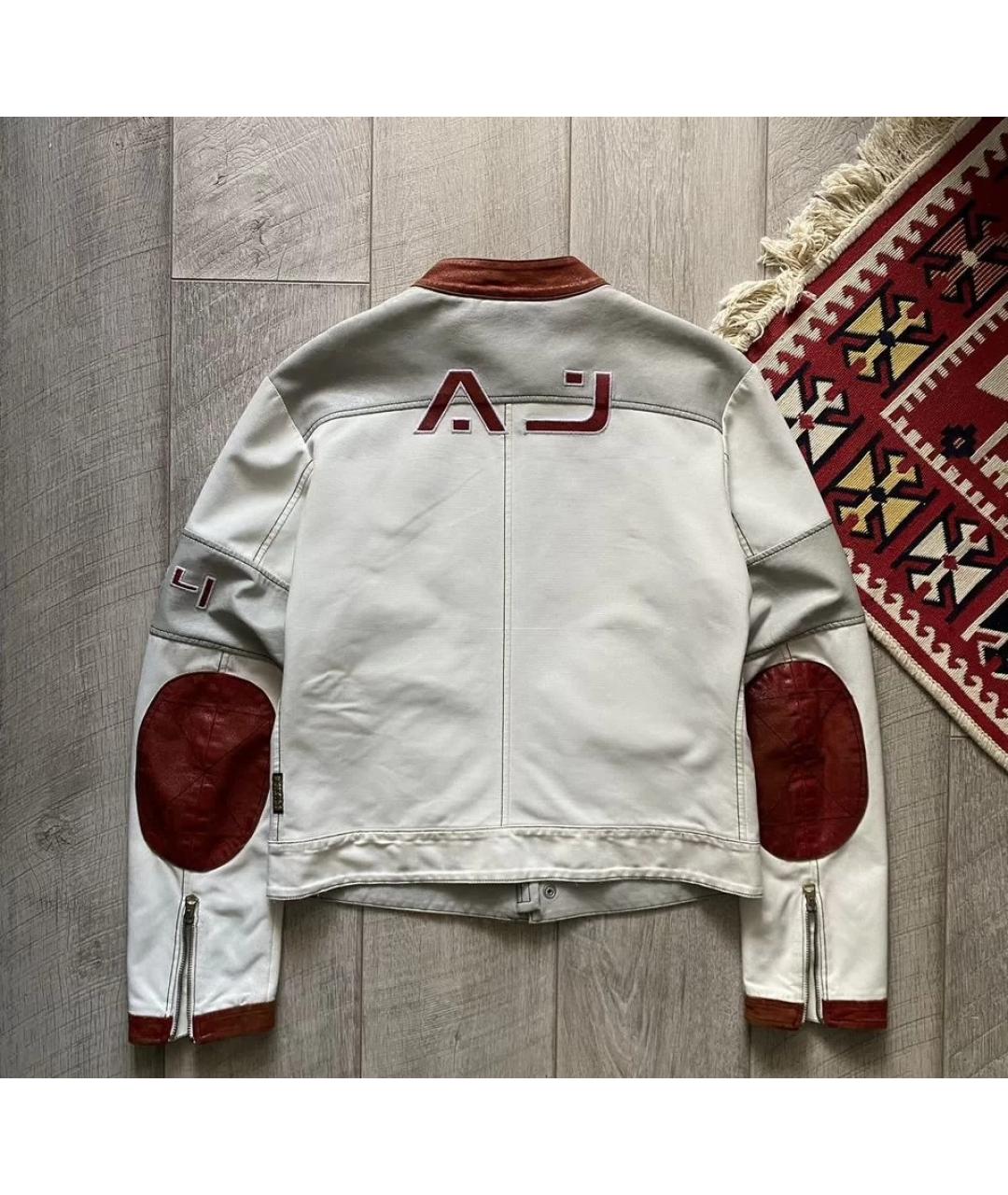 ARMANI JEANS Белая кожаная куртка, фото 2