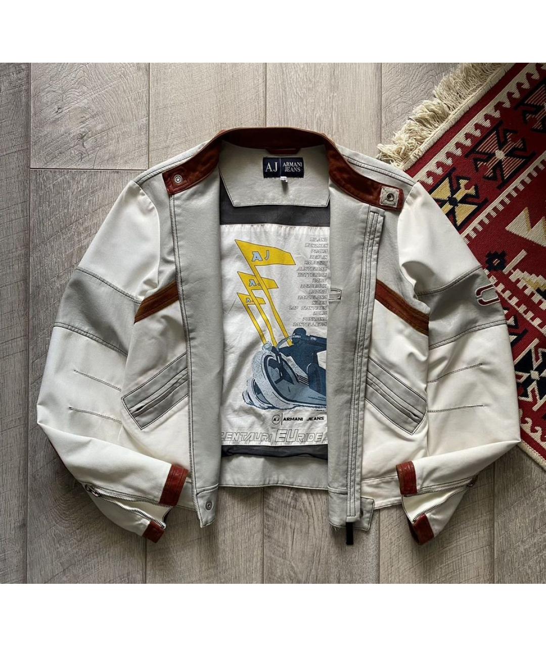 ARMANI JEANS Белая кожаная куртка, фото 3
