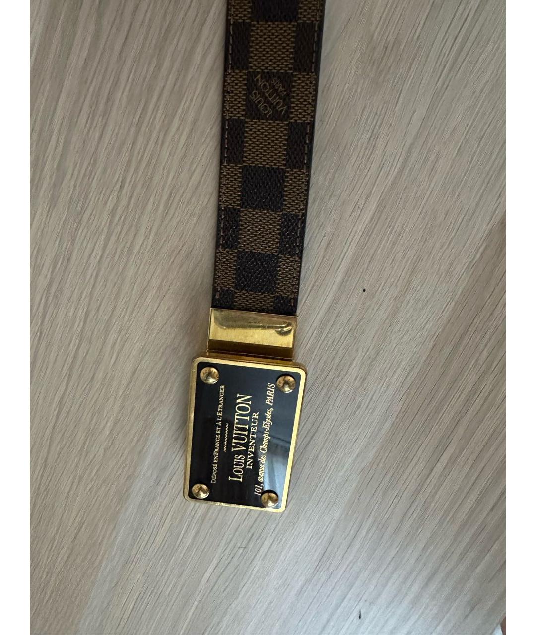 LOUIS VUITTON Коричневый кожаный ремень, фото 2