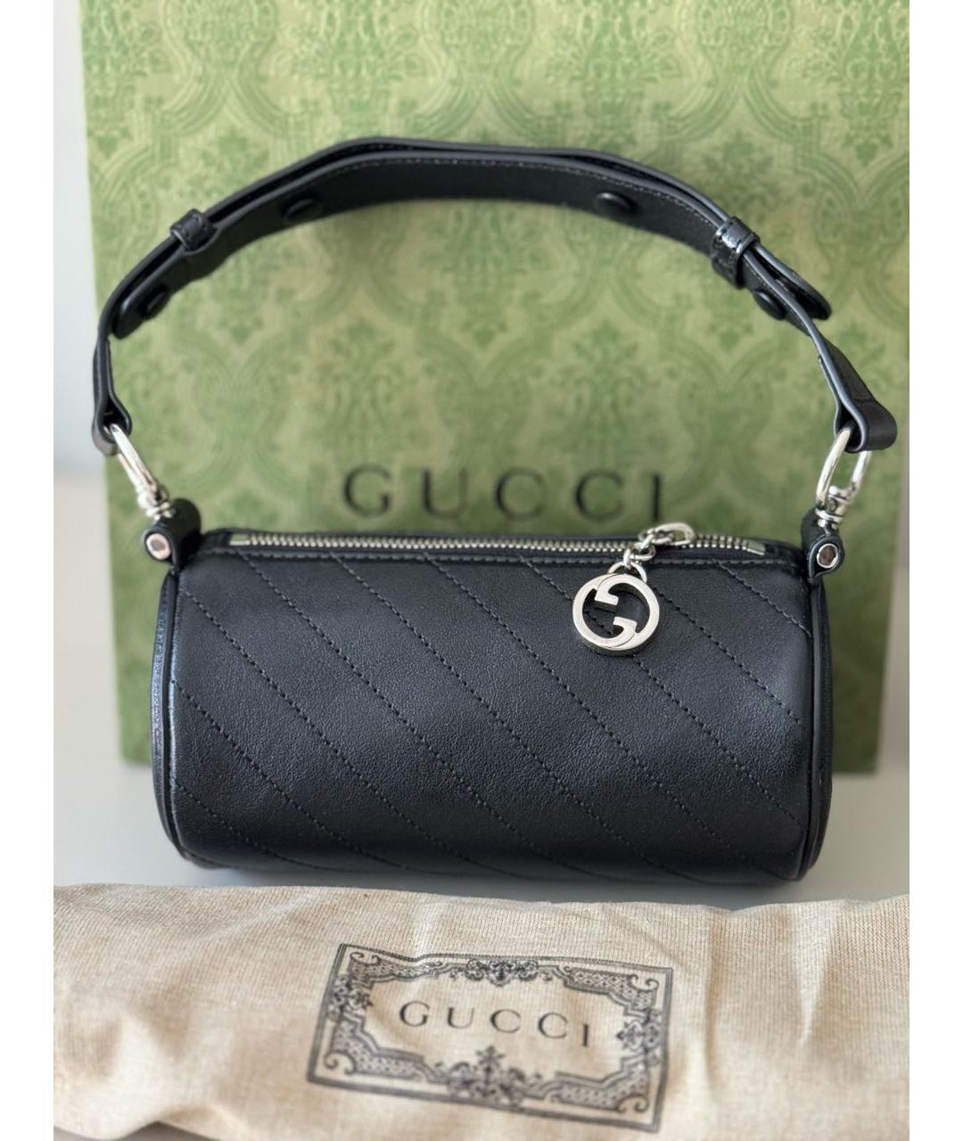 GUCCI Черная кожаная сумка с короткими ручками, фото 3