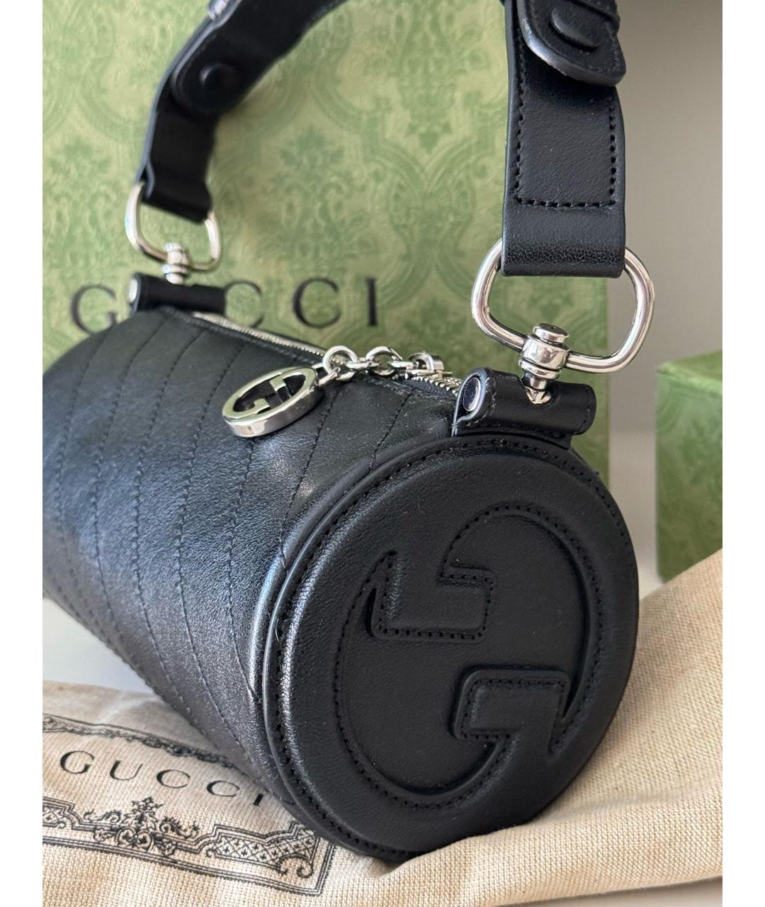 GUCCI Черная кожаная сумка с короткими ручками, фото 2