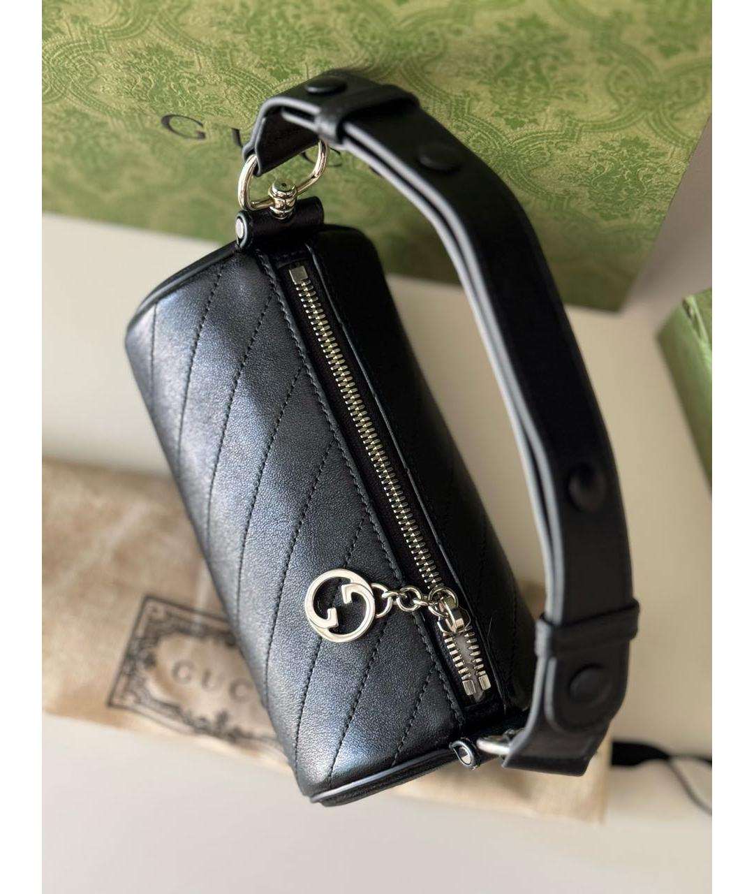 GUCCI Черная кожаная сумка с короткими ручками, фото 4