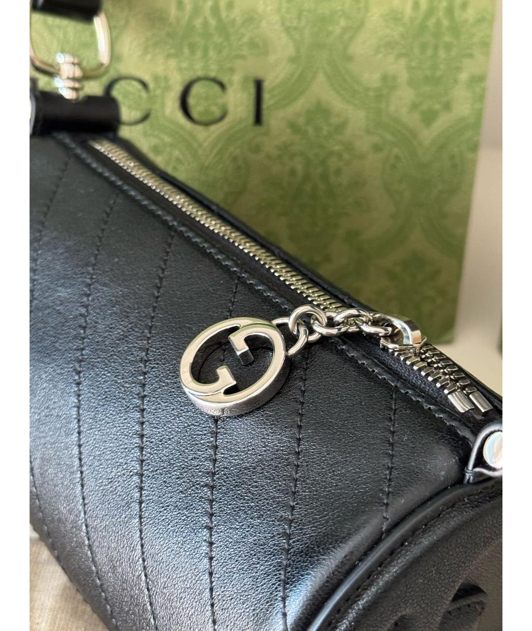 GUCCI Черная кожаная сумка с короткими ручками, фото 5