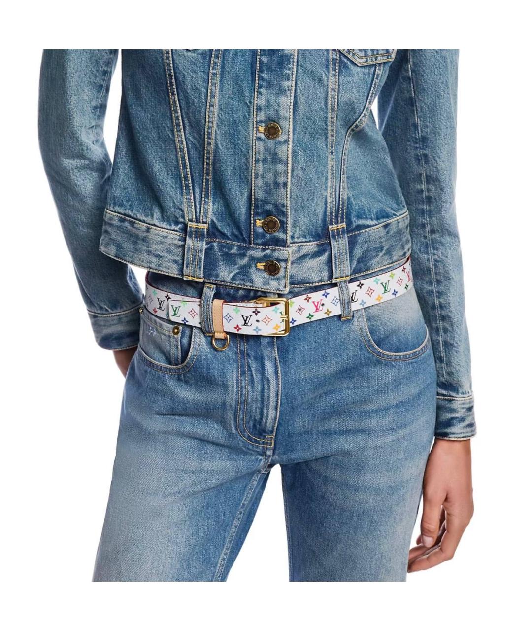 LOUIS VUITTON Белый кожаный ремень, фото 3