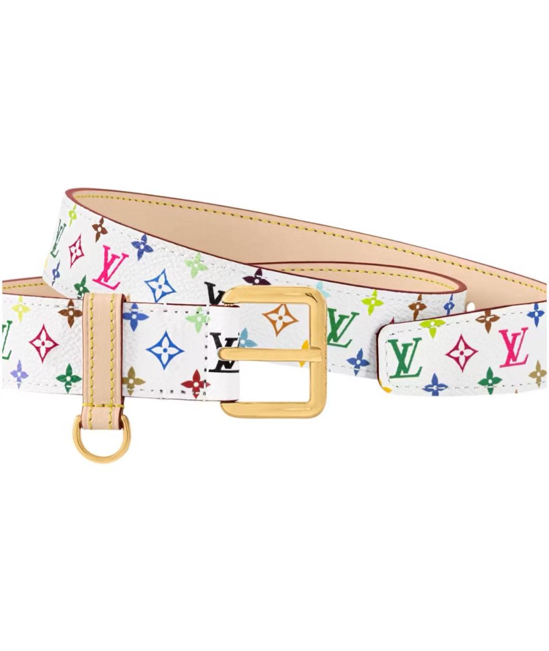 LOUIS VUITTON Белый кожаный ремень, фото 2