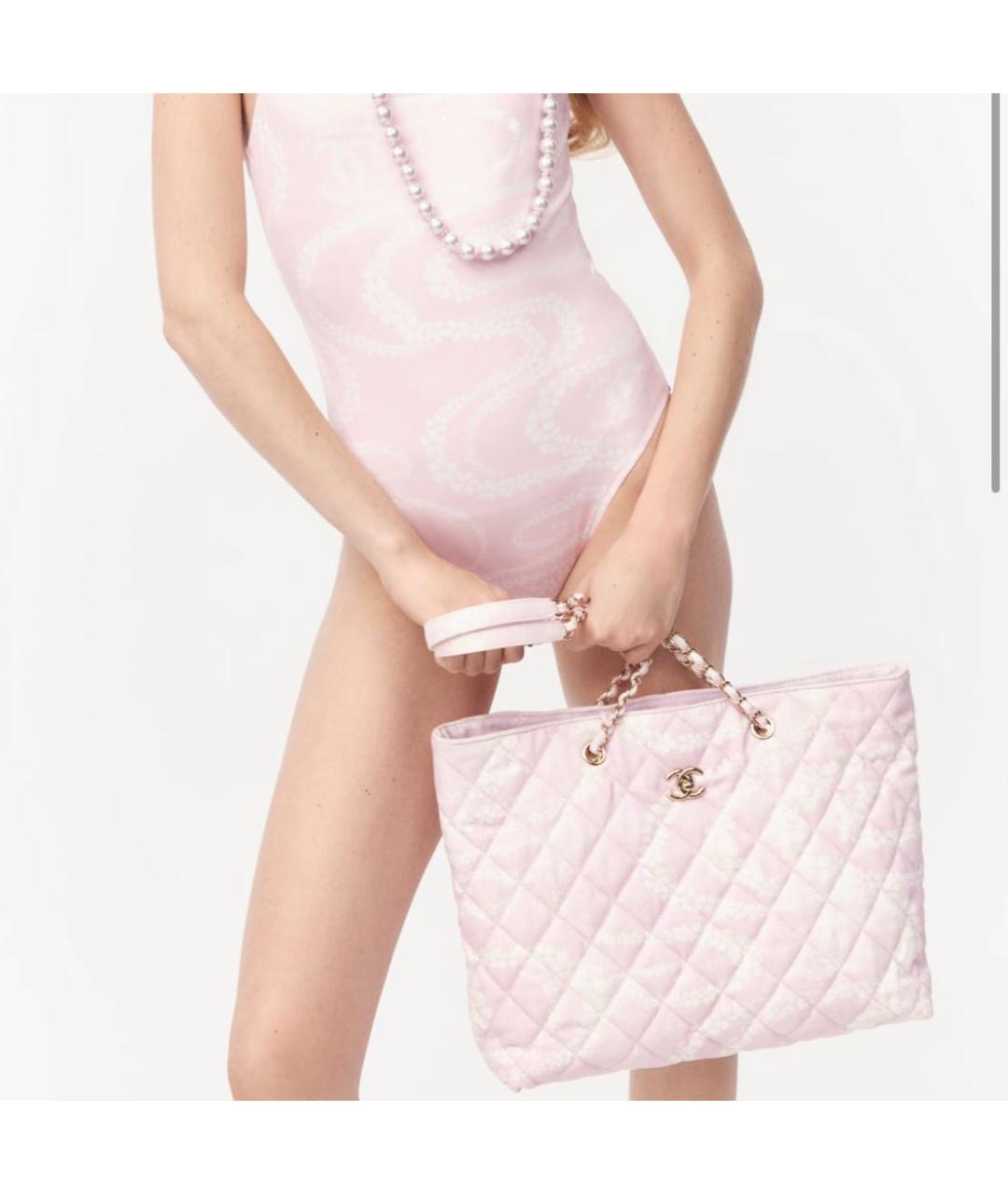 CHANEL Розовая хлопковая сумка тоут, фото 2
