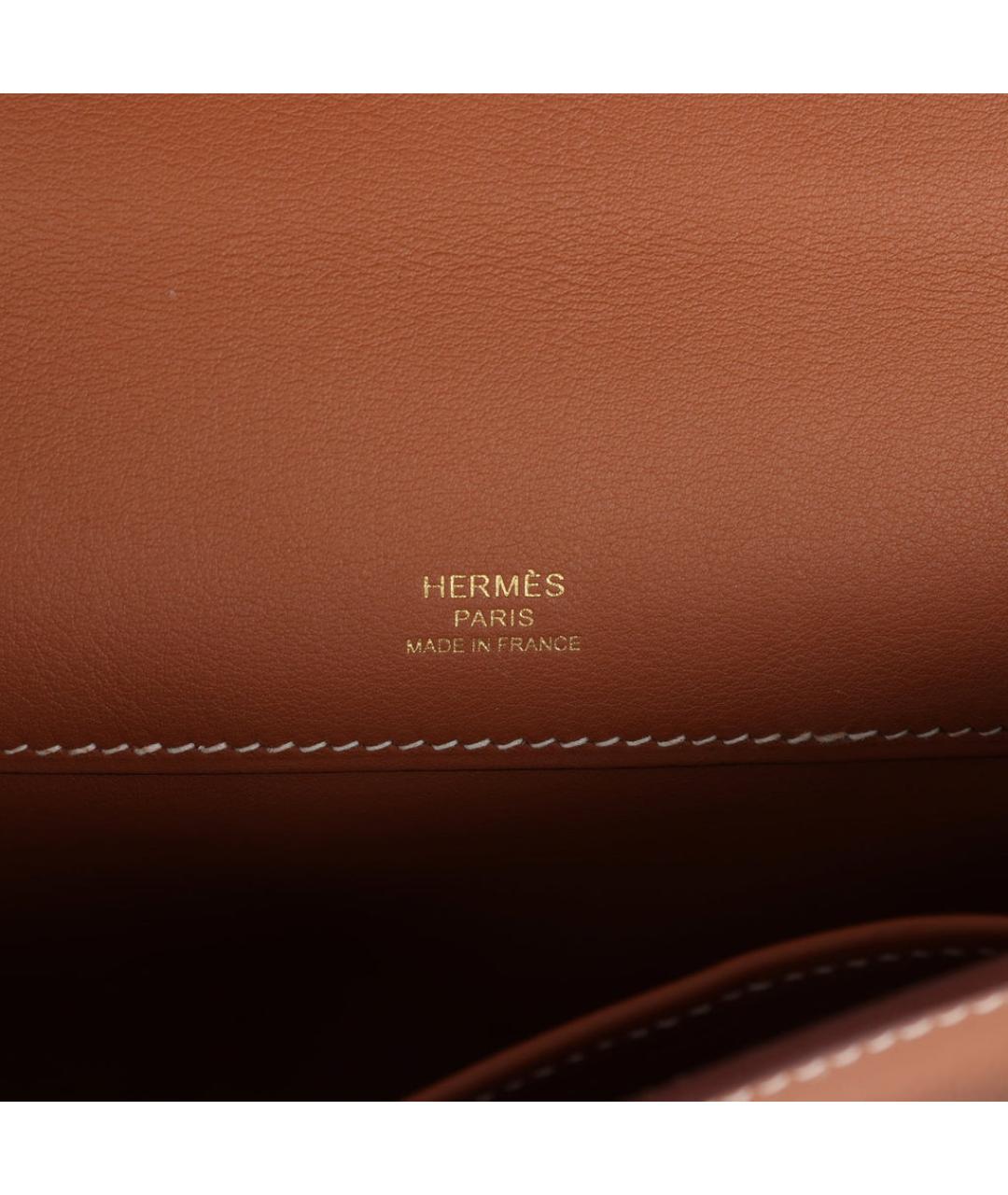 HERMES Золотая кожаная сумка с короткими ручками, фото 5