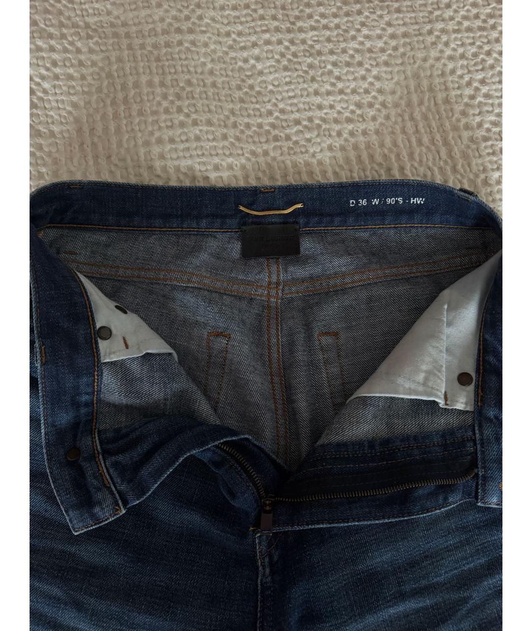 SAINT LAURENT Темно-синие хлопковые прямые джинсы, фото 3