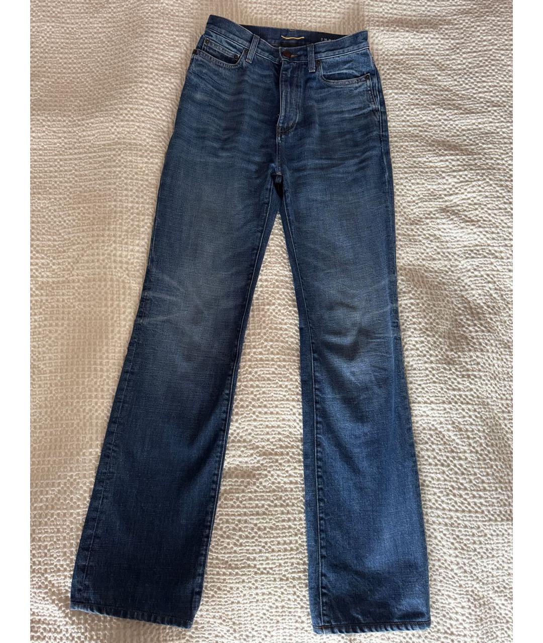 SAINT LAURENT Темно-синие хлопковые прямые джинсы, фото 8