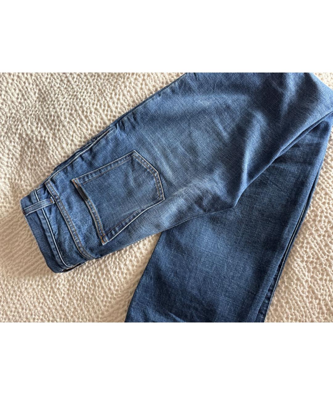 SAINT LAURENT Темно-синие хлопковые прямые джинсы, фото 7