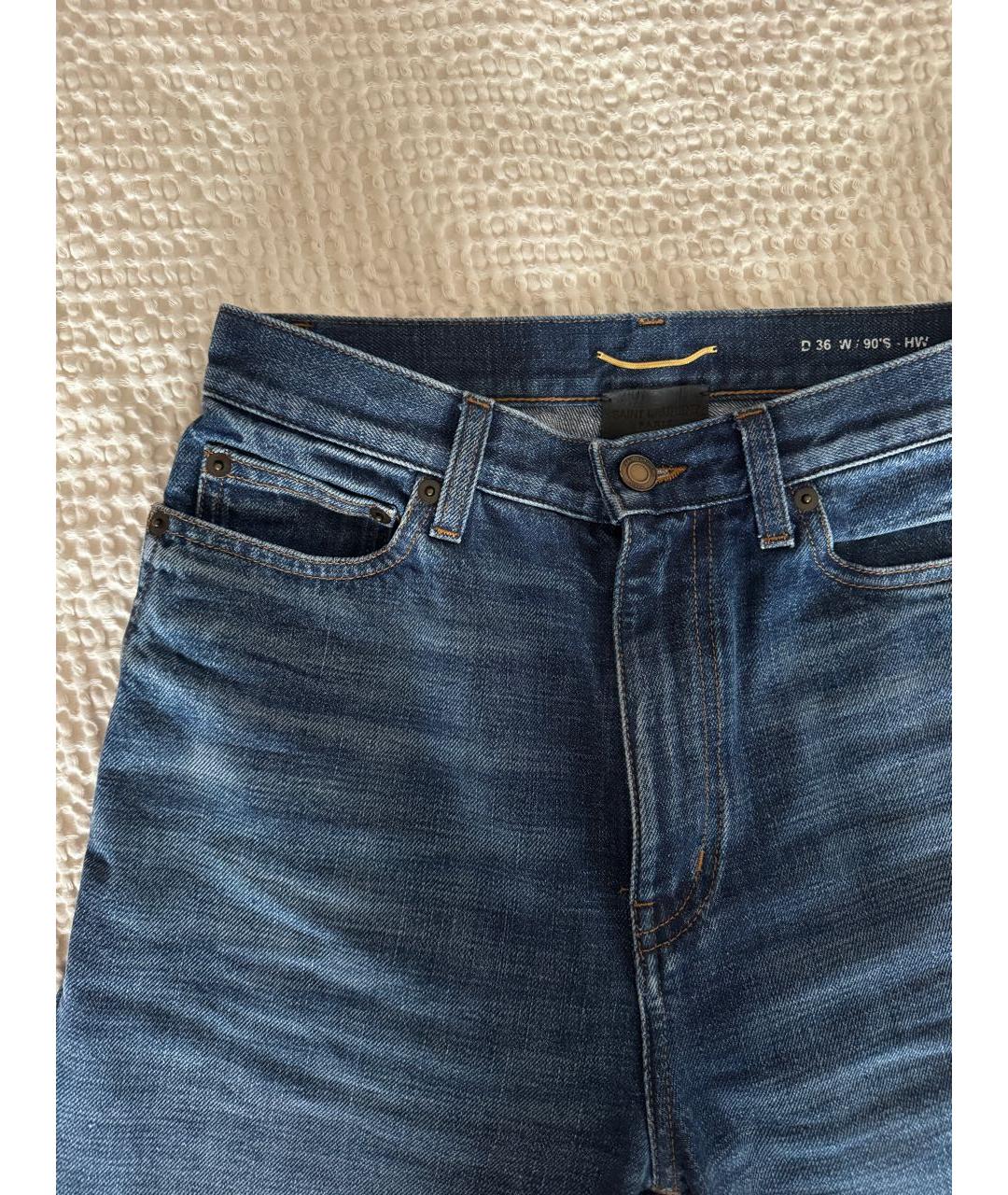 SAINT LAURENT Темно-синие хлопковые прямые джинсы, фото 4