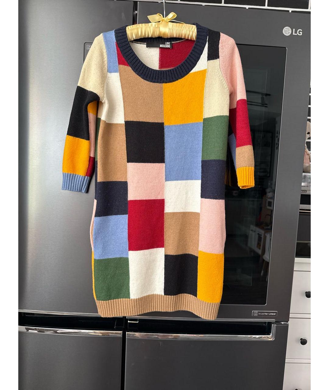 LOVE MOSCHINO Мульти шерстяное повседневное платье, фото 6