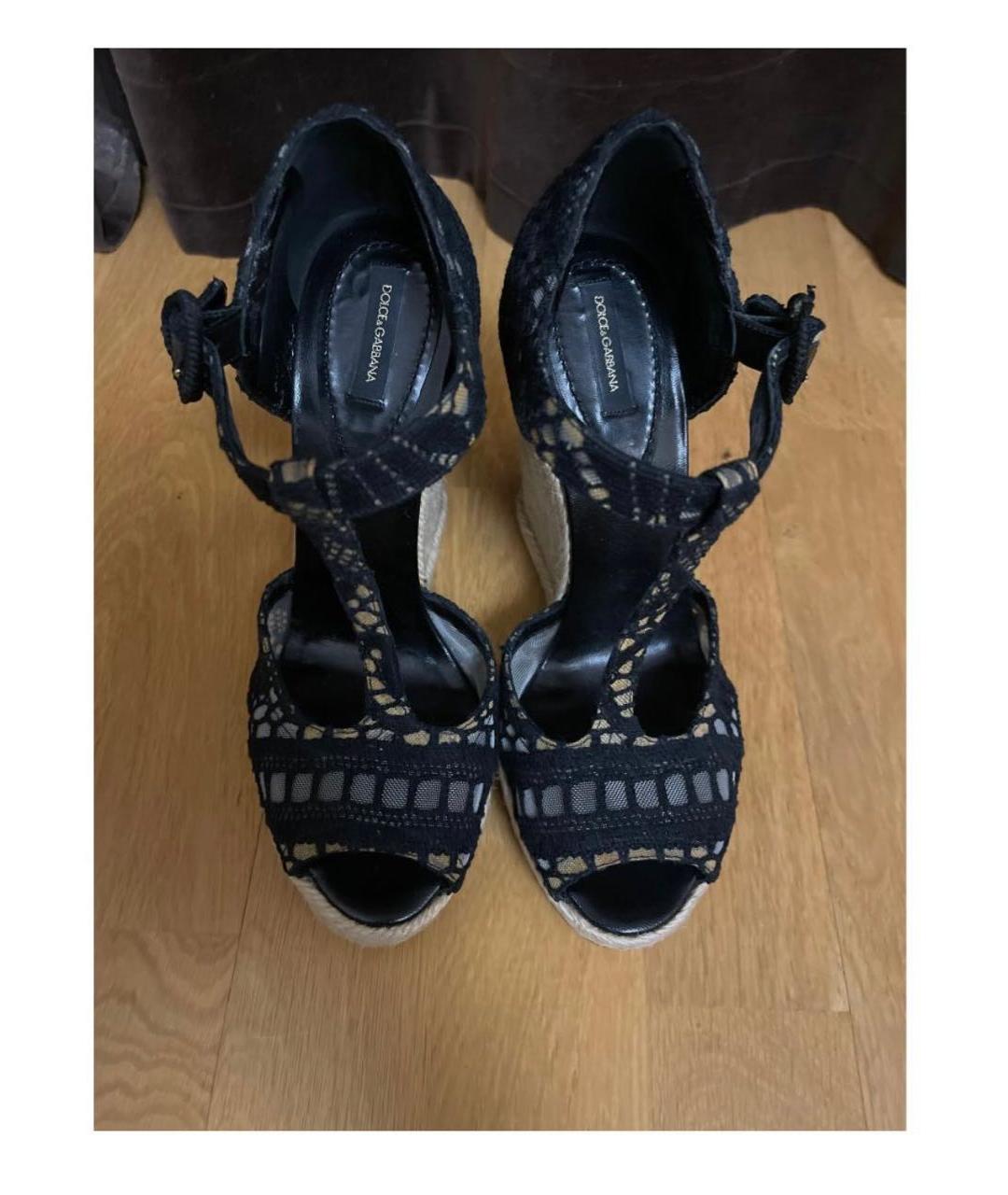 DOLCE&GABBANA Черные кожаные босоножки, фото 2