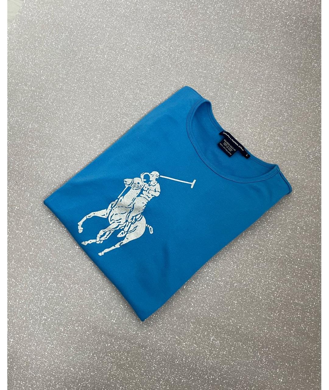 RALPH LAUREN Голубая хлопковая футболка, фото 4