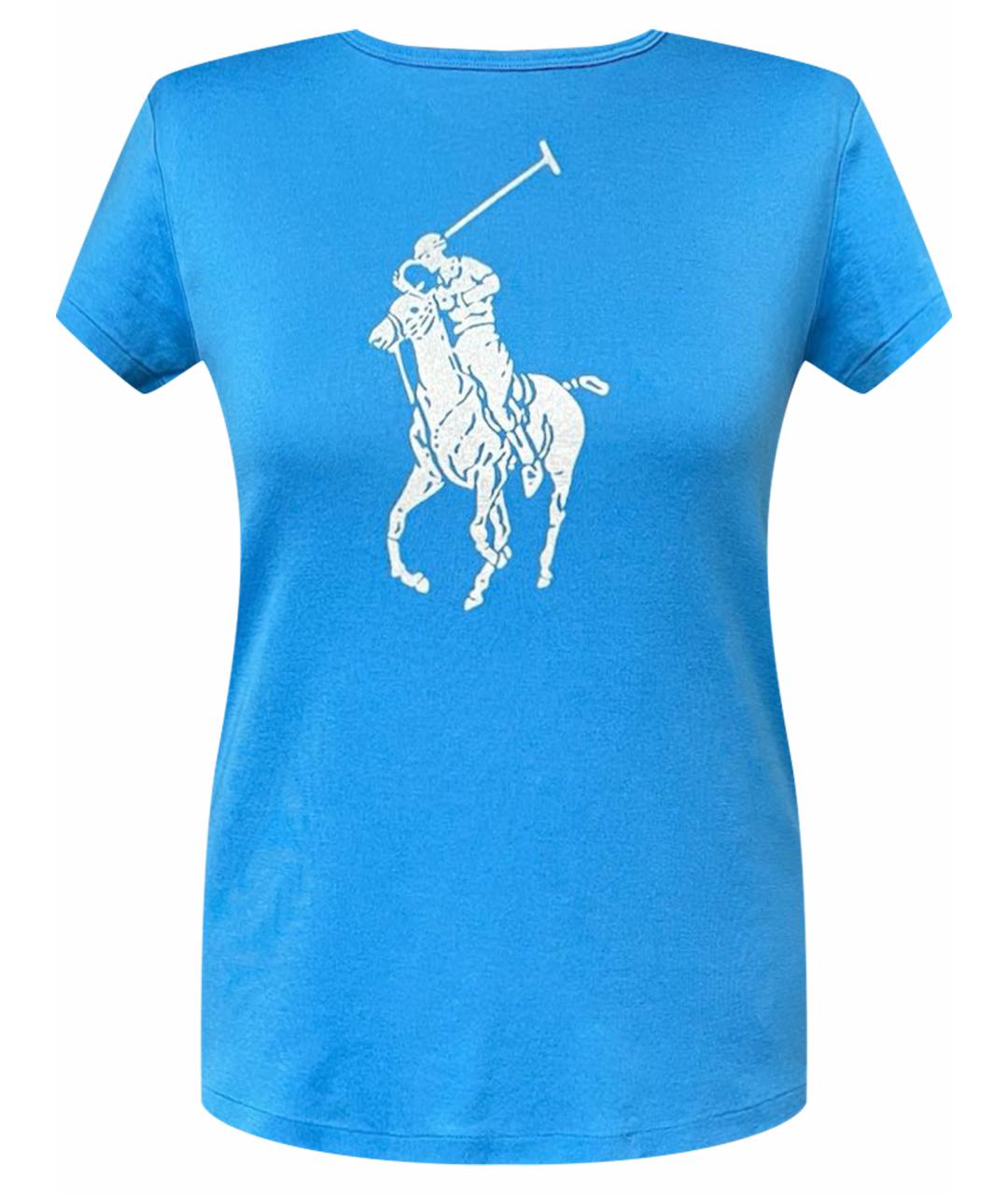 RALPH LAUREN Голубая хлопковая футболка, фото 1