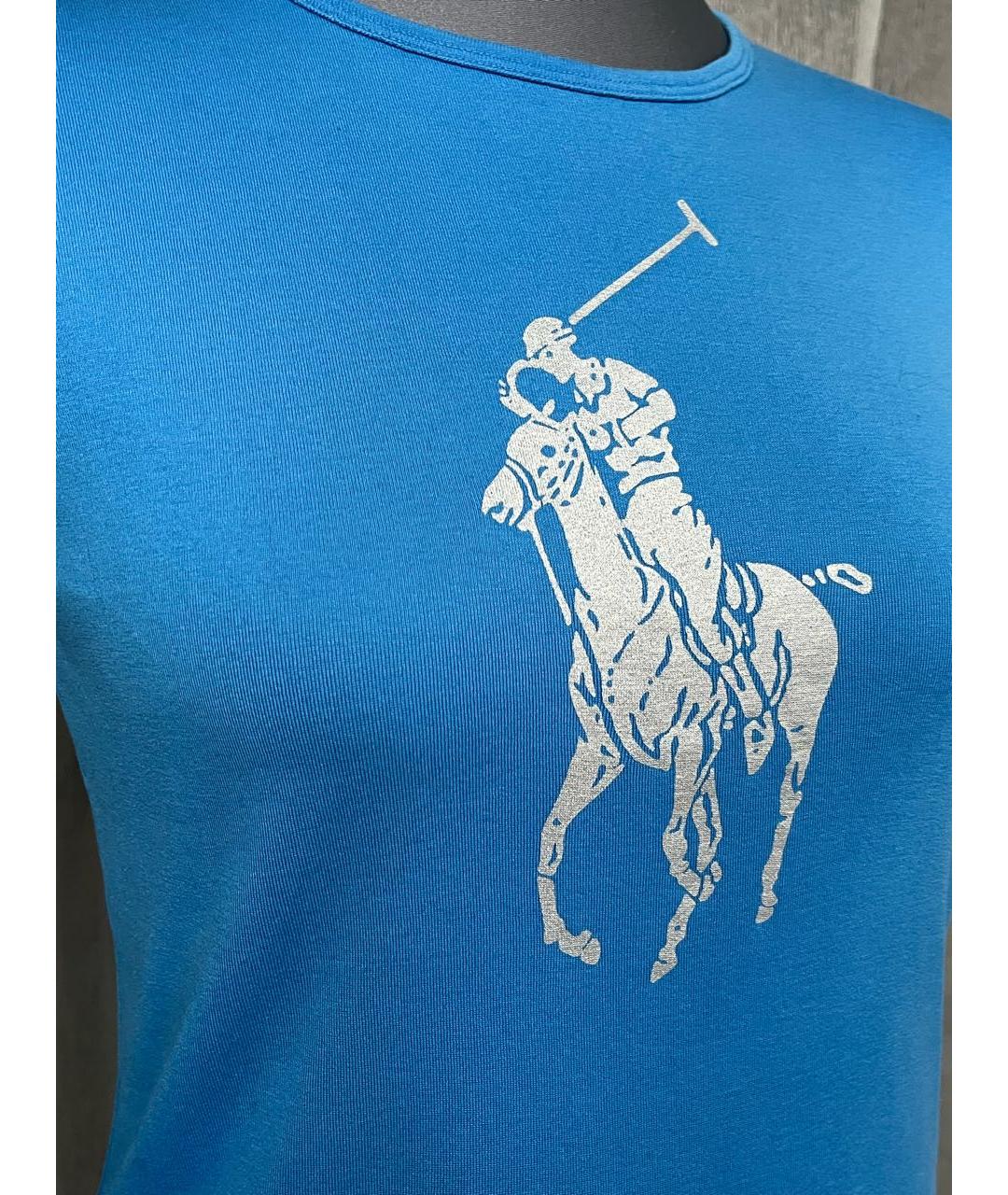 RALPH LAUREN Голубая хлопковая футболка, фото 3