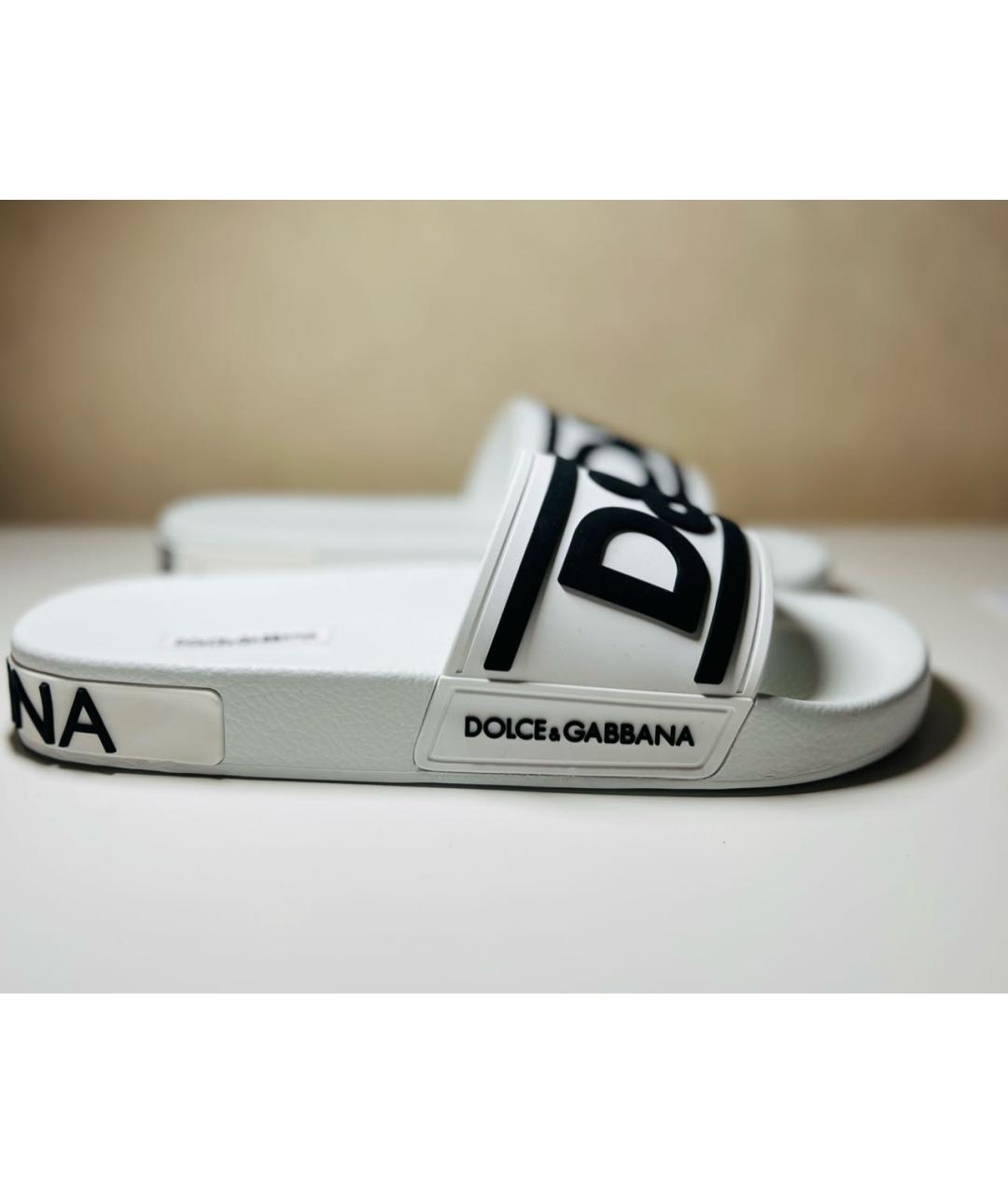 DOLCE&GABBANA Белые резиновые шлепанцы, фото 5