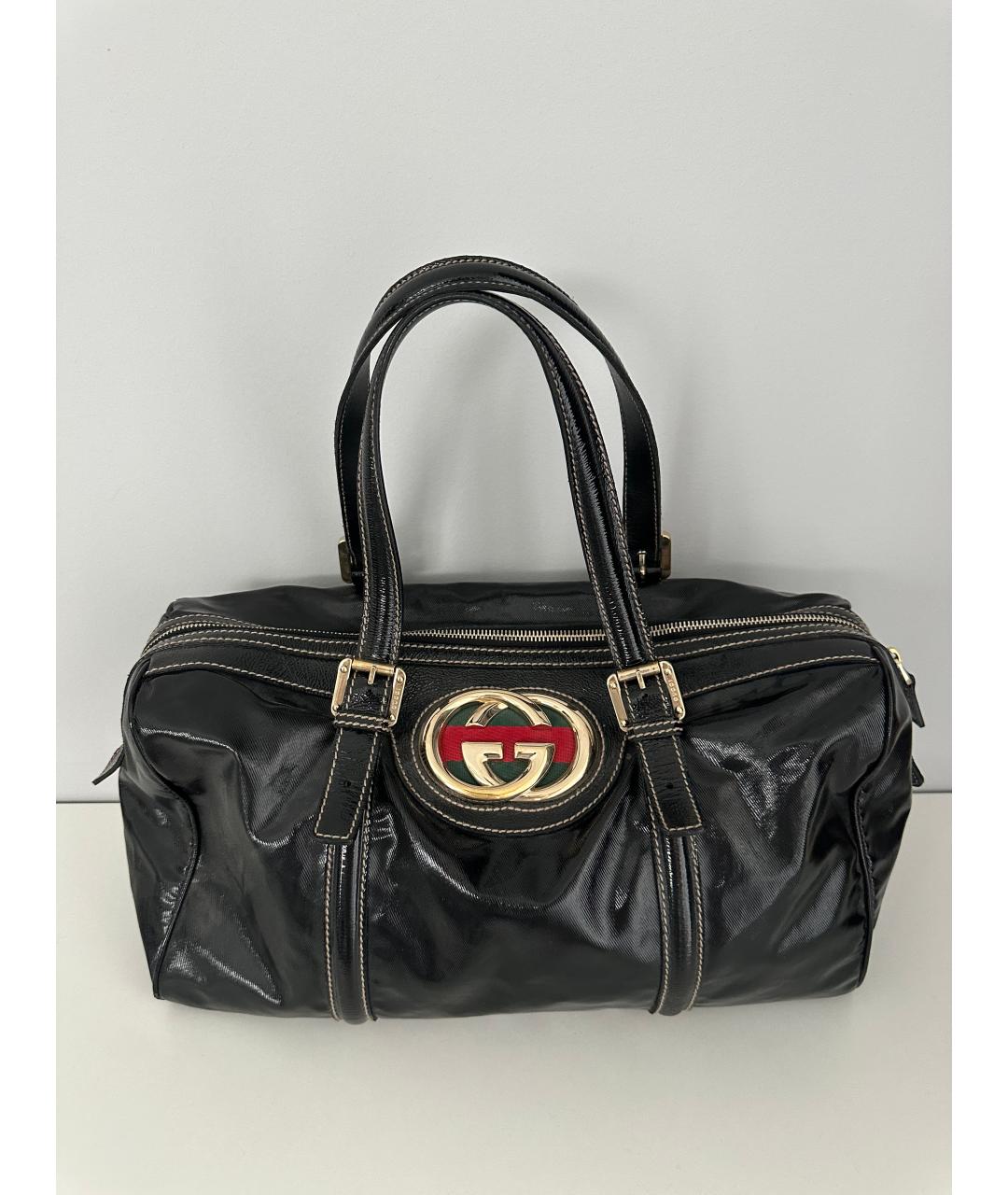 GUCCI Черная сумка тоут из лакированной кожи, фото 8