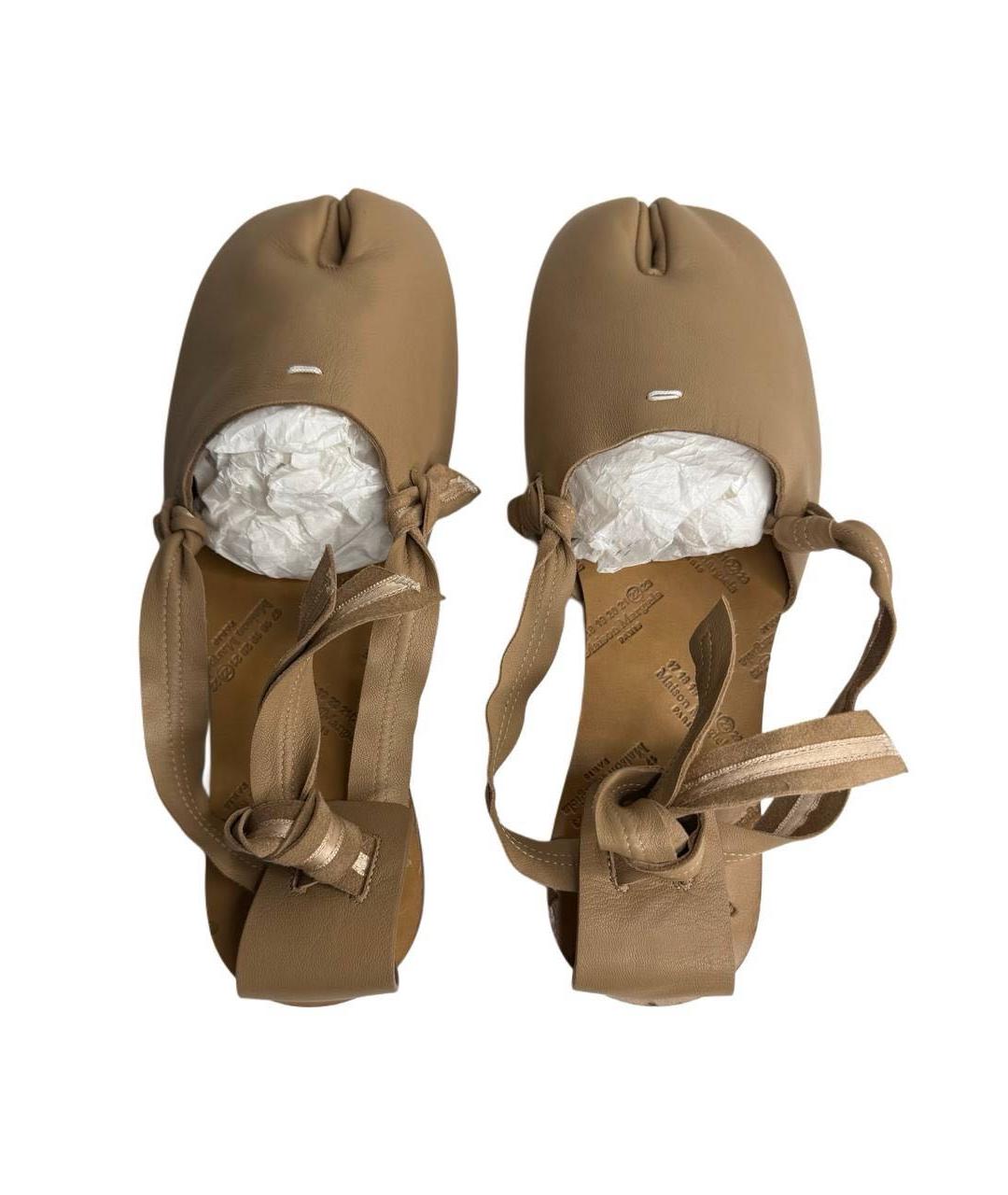MAISON MARGIELA Коричневые кожаные балетки, фото 4