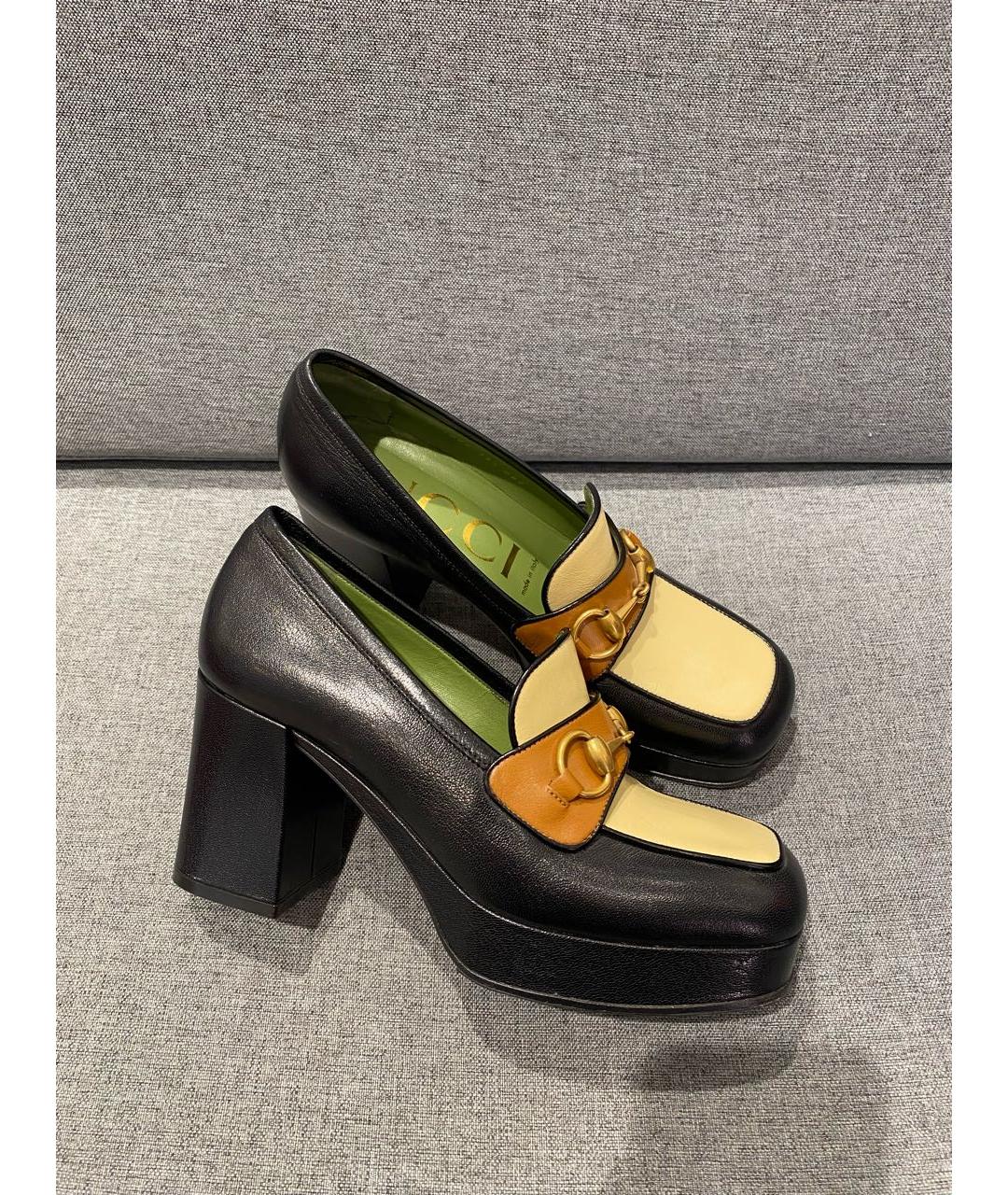 GUCCI Черные кожаные туфли, фото 5