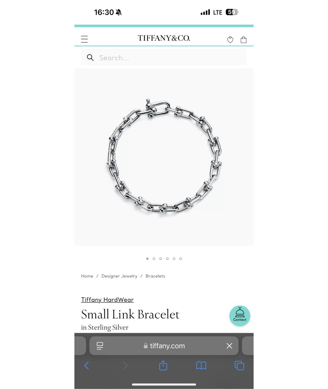 TIFFANY&CO Серебрянный серебряный браслет, фото 2