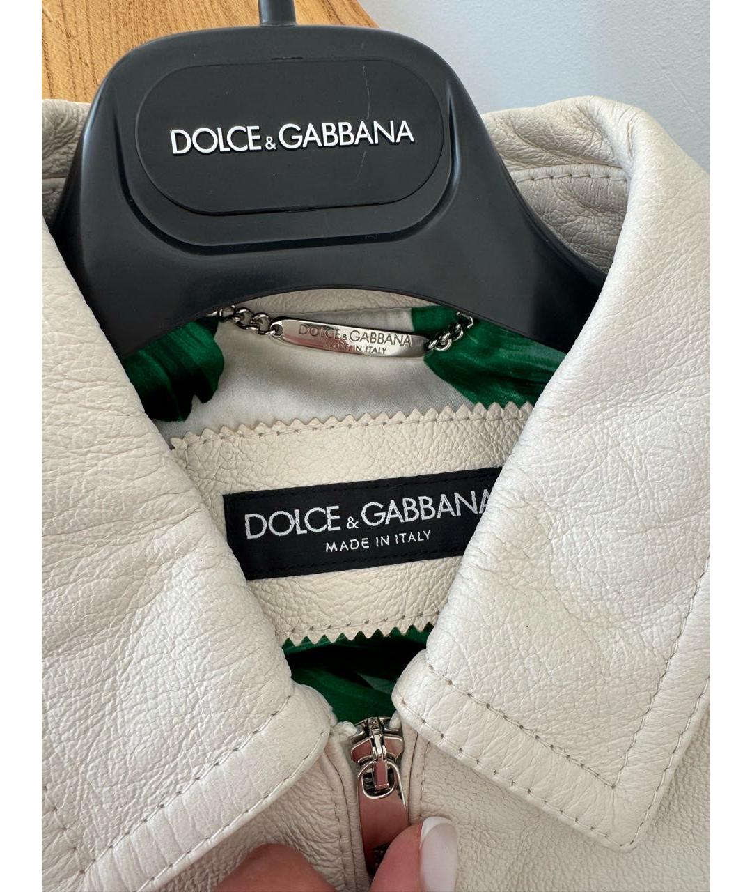 DOLCE&GABBANA Белая кожаная куртка, фото 8