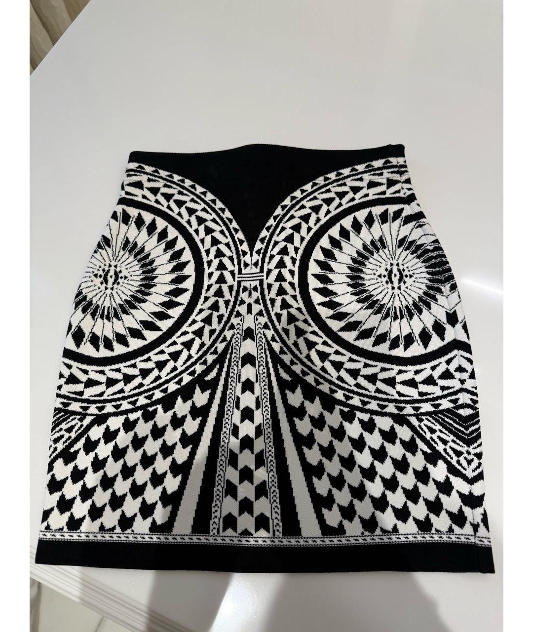 BALMAIN Черная хлопко-эластановая юбка мини, фото 4