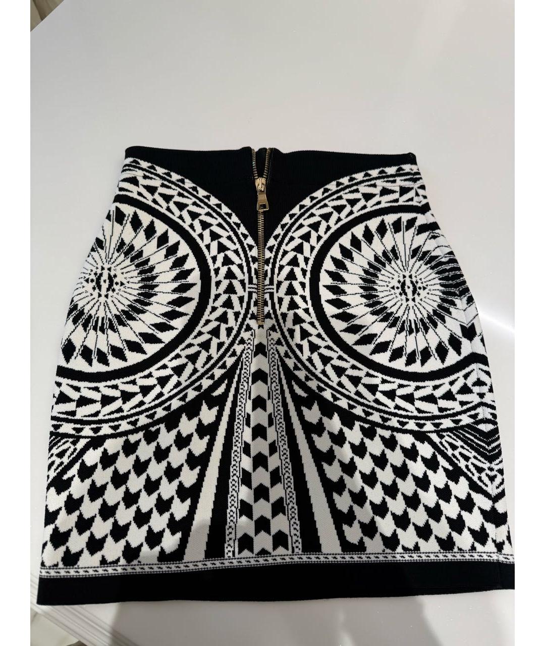 BALMAIN Черная хлопко-эластановая юбка мини, фото 2