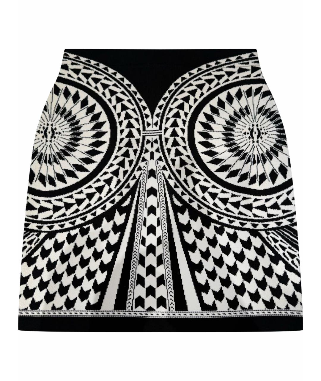 BALMAIN Черная хлопко-эластановая юбка мини, фото 1