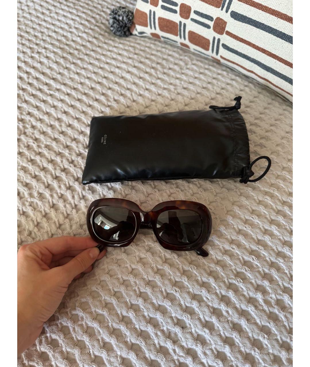 CELINE Коричневые пластиковые солнцезащитные очки, фото 4