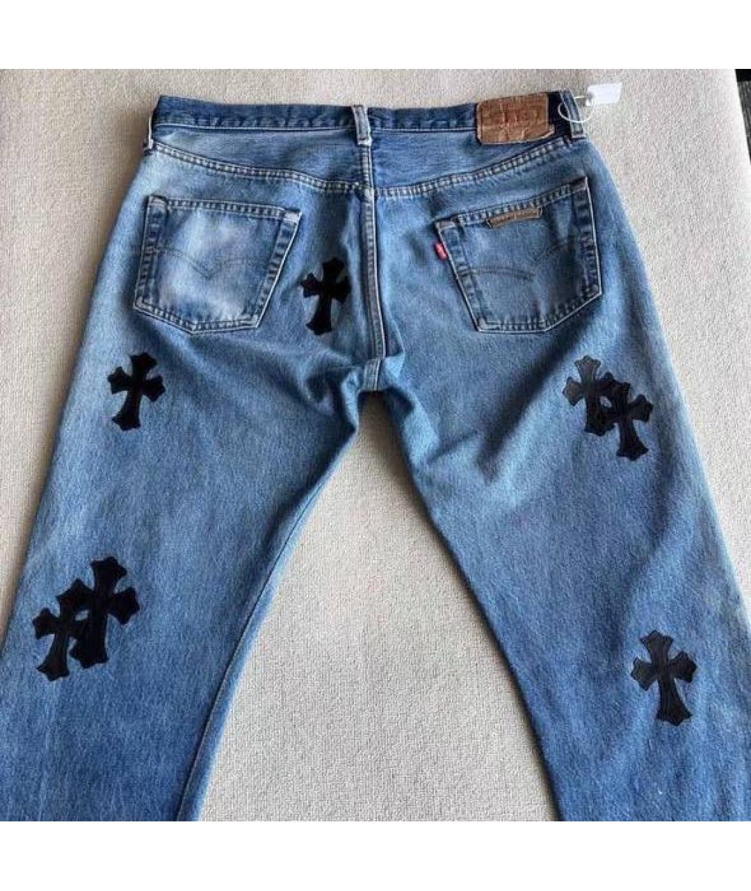 CHROME HEARTS Голубые прямые джинсы, фото 4