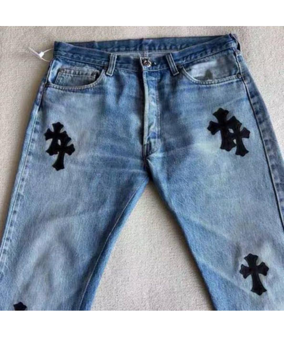 CHROME HEARTS Голубые прямые джинсы, фото 3