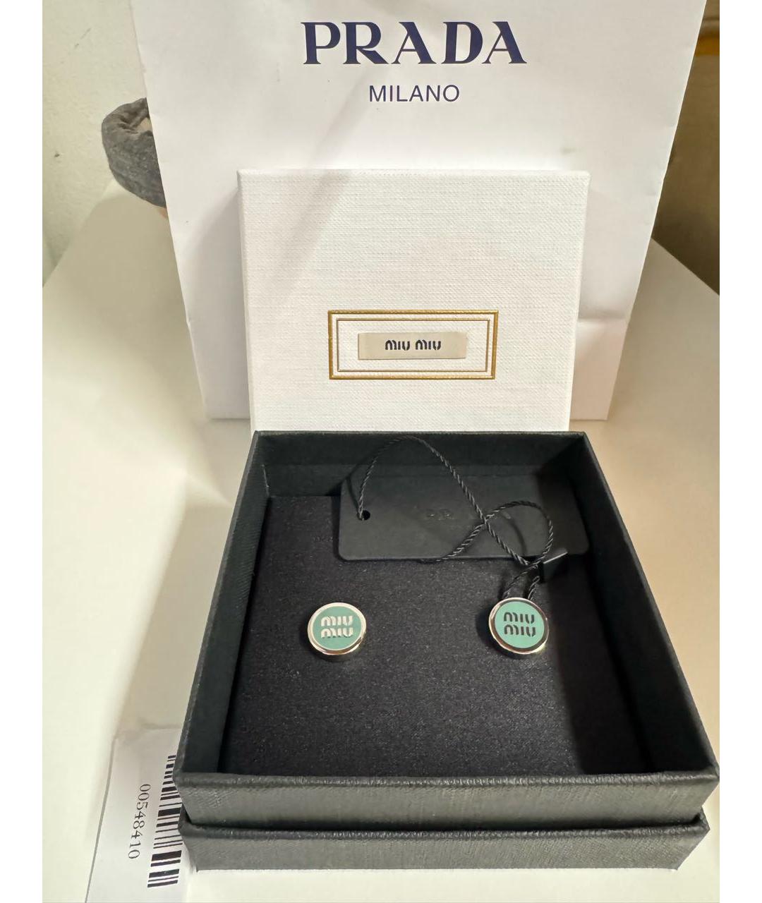 MIU MIU Бирюзовые металлические серьги, фото 5