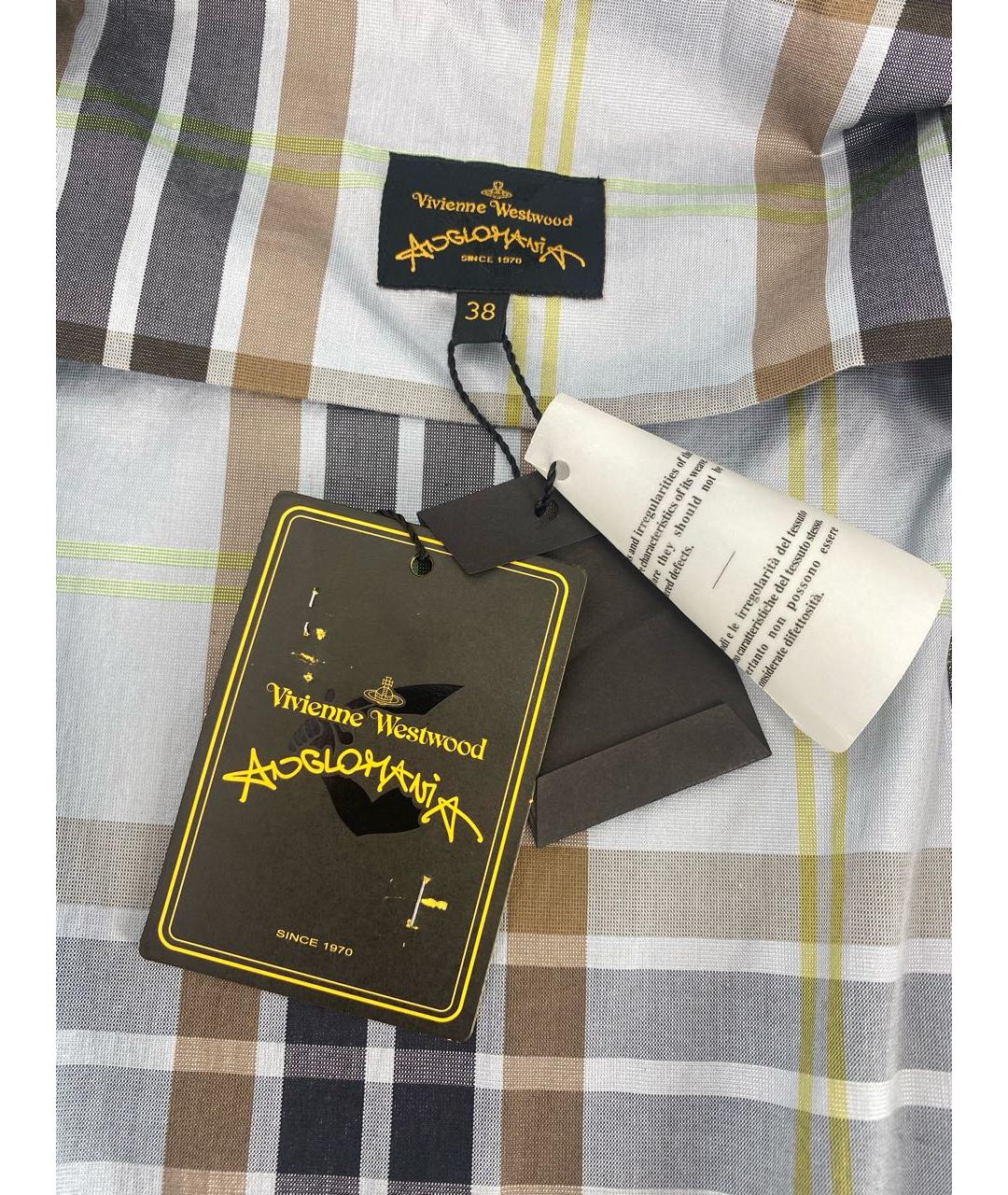 VIVIENNE WESTWOOD Голубая хлопко-эластановая блузы, фото 4